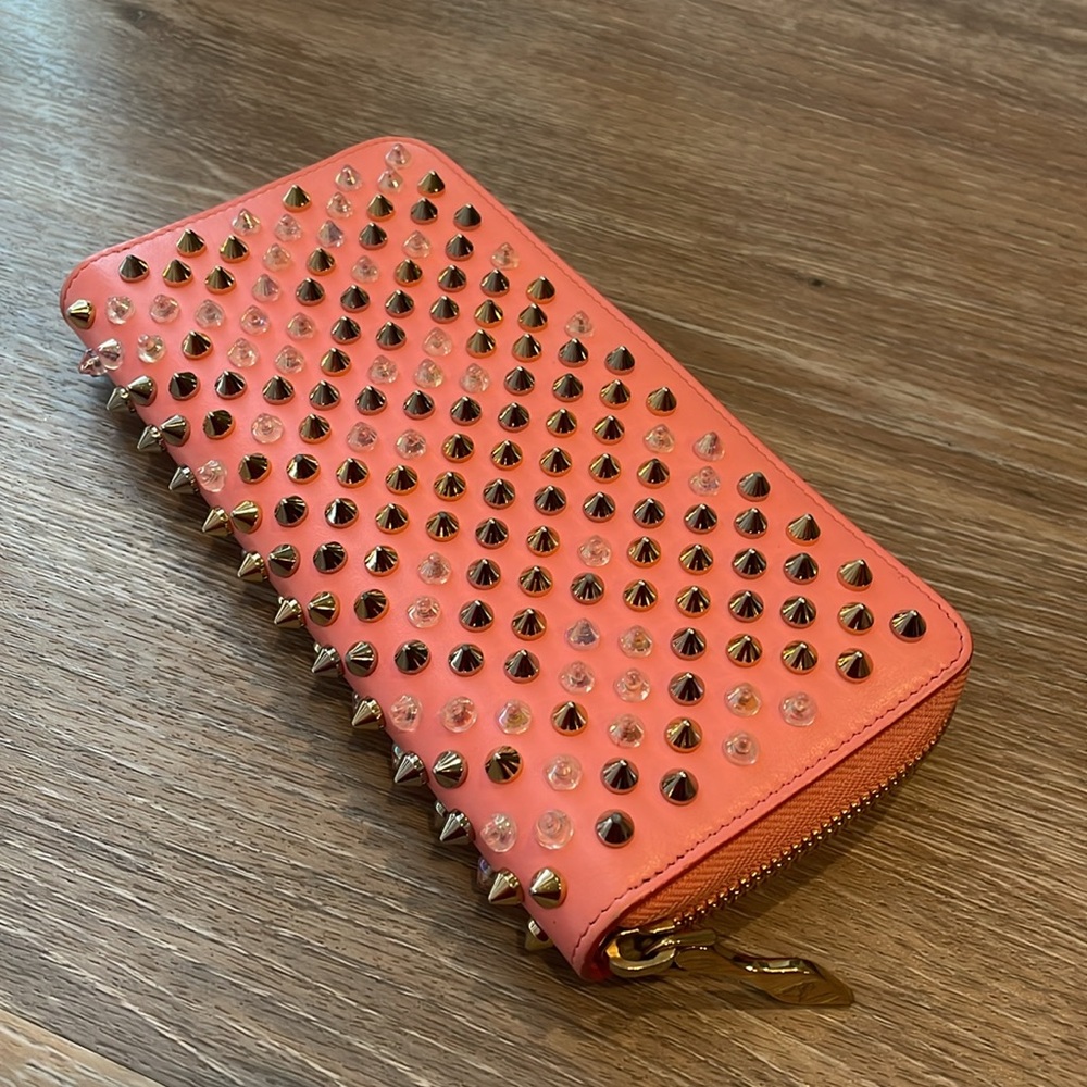 EUC Christian Louboutin spiked zip long wallet - full multicolor spikes around - Picture 1 of 15